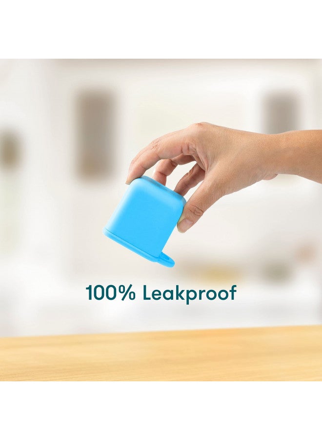 OMIE أومي أومي بوكس (عبوة 2) حاويات صلصات محكمة الإغلاق للسفر، حاوية تتبيلة السلطة، حاوية توابل مع أغطية - سيليكون آمن للطعام - 4 أونصات (أزرق/ليموني) - Image 3