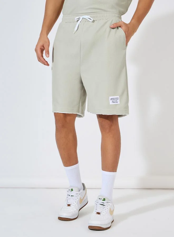 Styli Oversized Waffle Knit Badge T-Shirt & Shorts Co-Ords