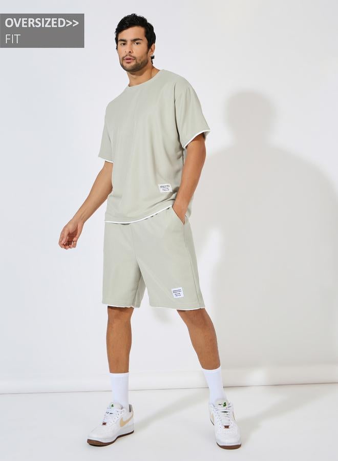 Styli Oversized Waffle Knit Badge T-Shirt & Shorts Co-Ords - Image 1