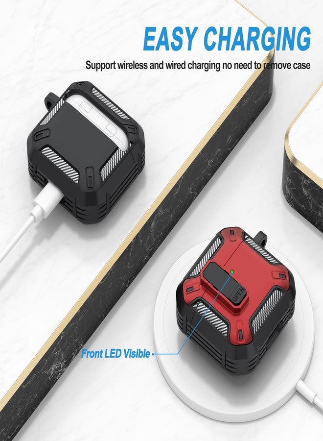 Meliya for AirPods 4 Case Cover with Secure Lock, Automatic Pop-up Full Protection Hard Protective Case Compatible with Apple AirPods 4th Generation 2024/2025 (Black Red, Airpods 4 Case) - Image 5