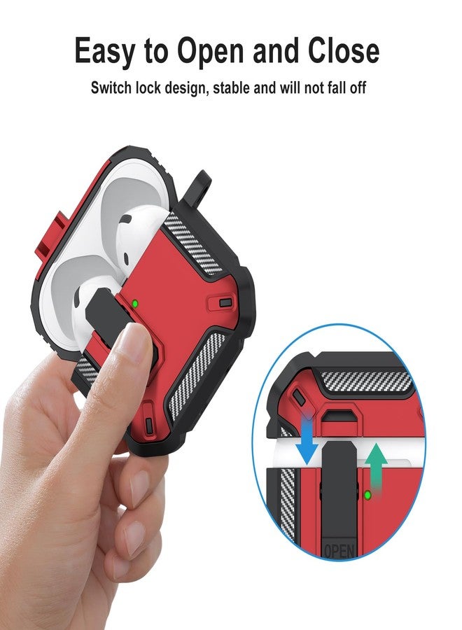 Meliya for AirPods 4 Case Cover with Secure Lock, Automatic Pop-up Full Protection Hard Protective Case Compatible with Apple AirPods 4th Generation 2024/2025 (Black Red, Airpods 4 Case) - Image 3