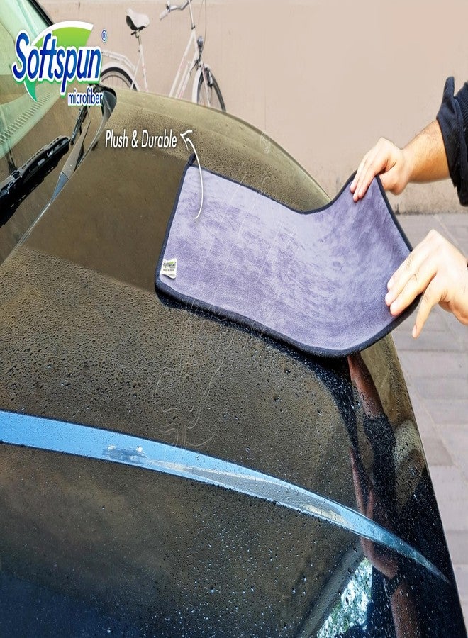 SOFTSPUN Microfiber Super Absorbent Cloth 500 GSM 35X75 cms Pack of 2 Grey! Silk Banded Edge Towel Set Extra Thick Microfiber Cleaning Cloths Perfect for Bike Auto Cars Both Interior and Exterior. - Image 3
