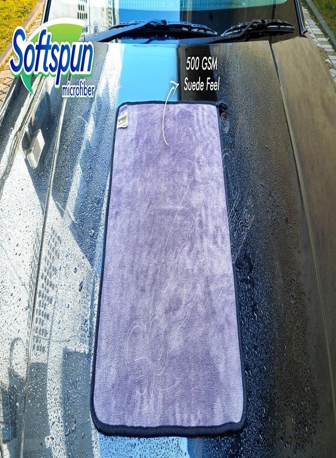 SOFTSPUN Microfiber Super Absorbent Cloth 500 GSM 35X75 cms Pack of 2 Grey! Silk Banded Edge Towel Set Extra Thick Microfiber Cleaning Cloths Perfect for Bike Auto Cars Both Interior and Exterior. - Image 5