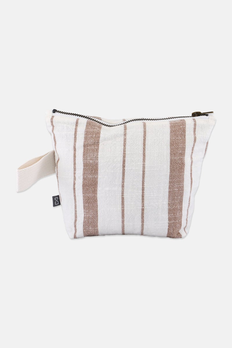 Stripe Toiletry Bag 28 H x 18 L X 8 W cm, Off White Combo