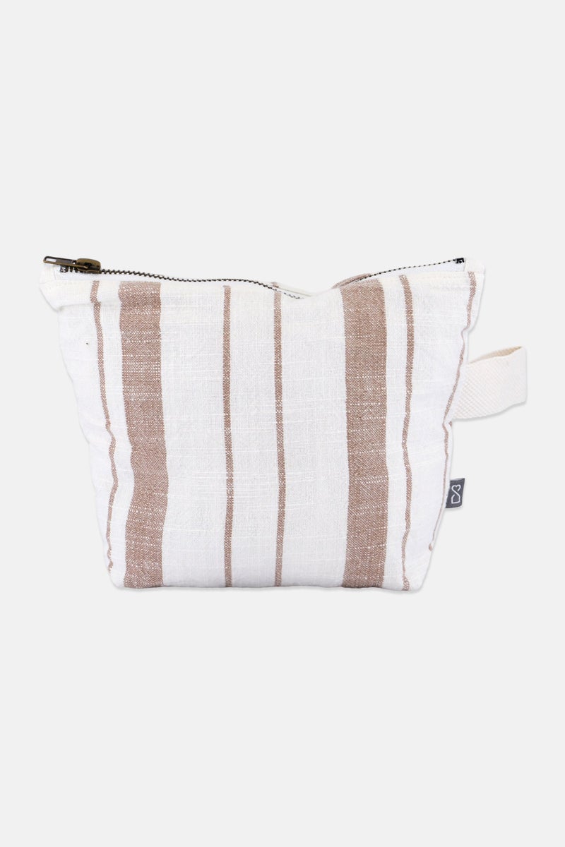 Stripe Toiletry Bag 28 H x 18 L X 8 W cm, Off White Combo