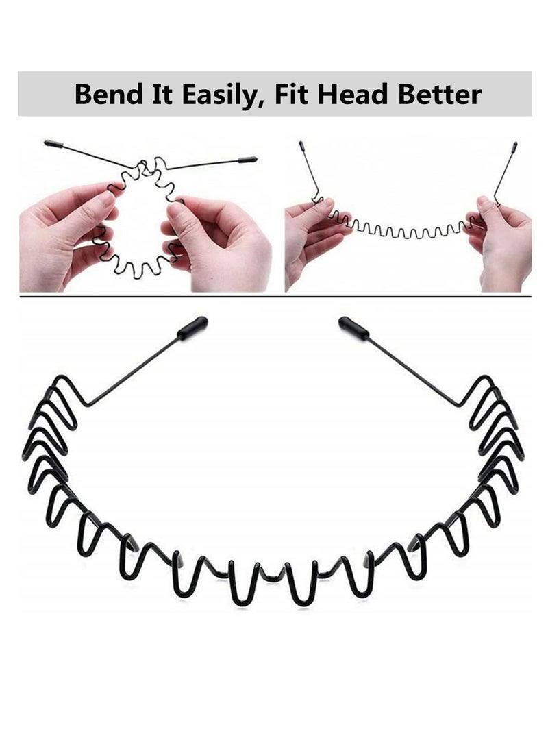 BONITO - 5 PCS Metal Spring Wavy Hairband Hair Hoop, Simple Fashionable Headband Headwear Accessories for Men, Women, Black - Image 1