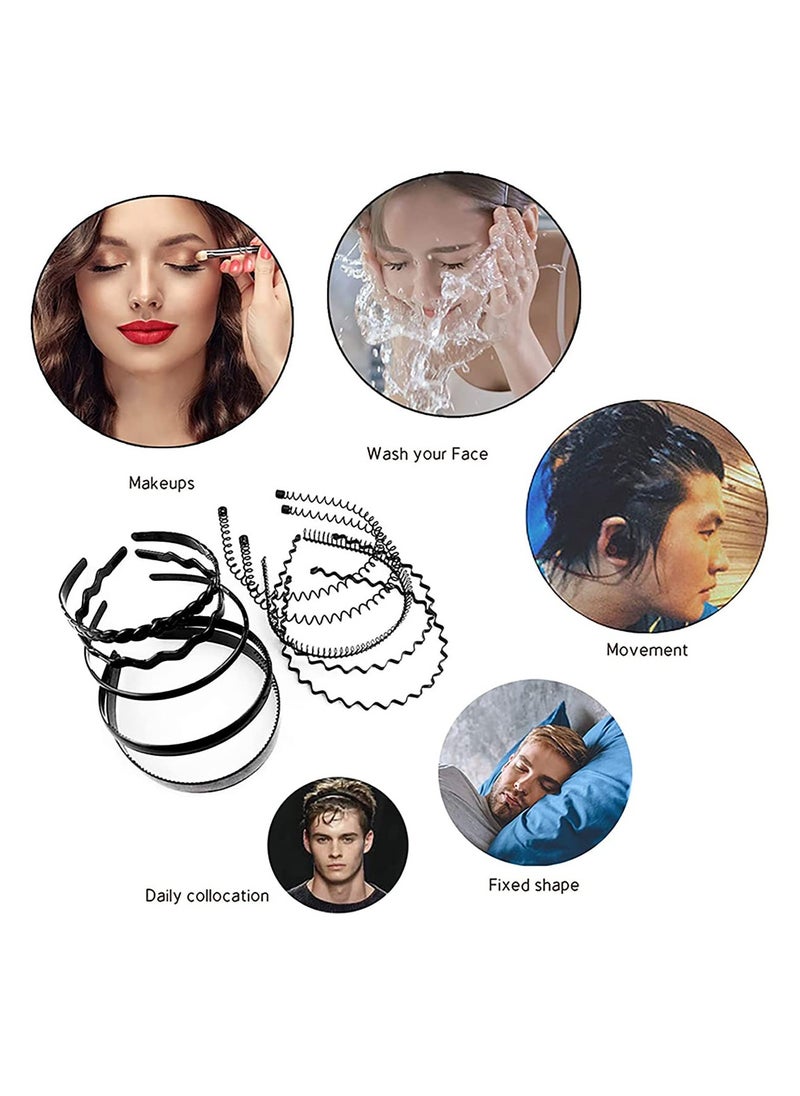 BONITO - 5 PCS Metal Spring Wavy Hairband Hair Hoop, Simple Fashionable Headband Headwear Accessories for Men, Women, Black - Image 1