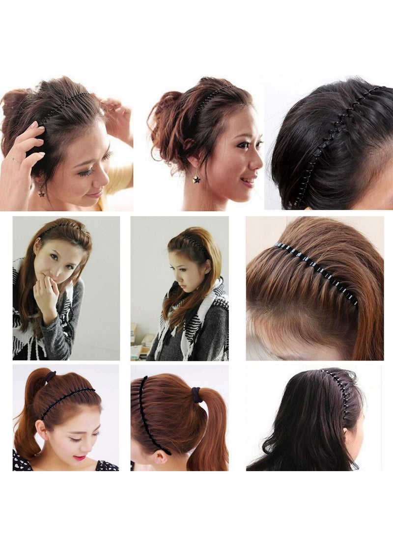 BONITO - 5 PCS Metal Spring Wavy Hairband Hair Hoop, Simple Fashionable Headband Headwear Accessories for Men, Women, Black - Image 1