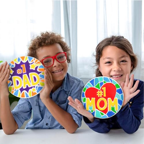 Creative Roots Paint Your Own #1 Dad Stepping Stone, Paintable Ceramic 7 in. Stone, Includes 6 Acrylic Paints & Paintbrush, Great Arts and Crafts for Kids Ages 8-12, Father's Day Gift - Image 5