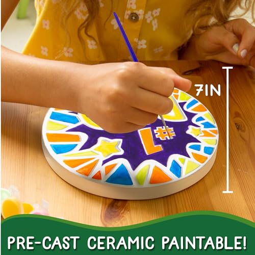 Creative Roots Paint Your Own #1 Dad Stepping Stone, Paintable Ceramic 7 in. Stone, Includes 6 Acrylic Paints & Paintbrush, Great Arts and Crafts for Kids Ages 8-12, Father's Day Gift - Image 2