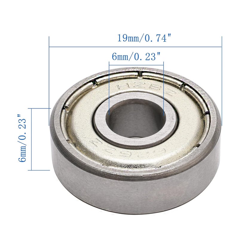 NewZoll 6x19x6 mm Steel Deep Groove Ball Bearing Model Bearings 626ZZ 626Z 80026 10 PCS Skateboard Bearings - Image 2