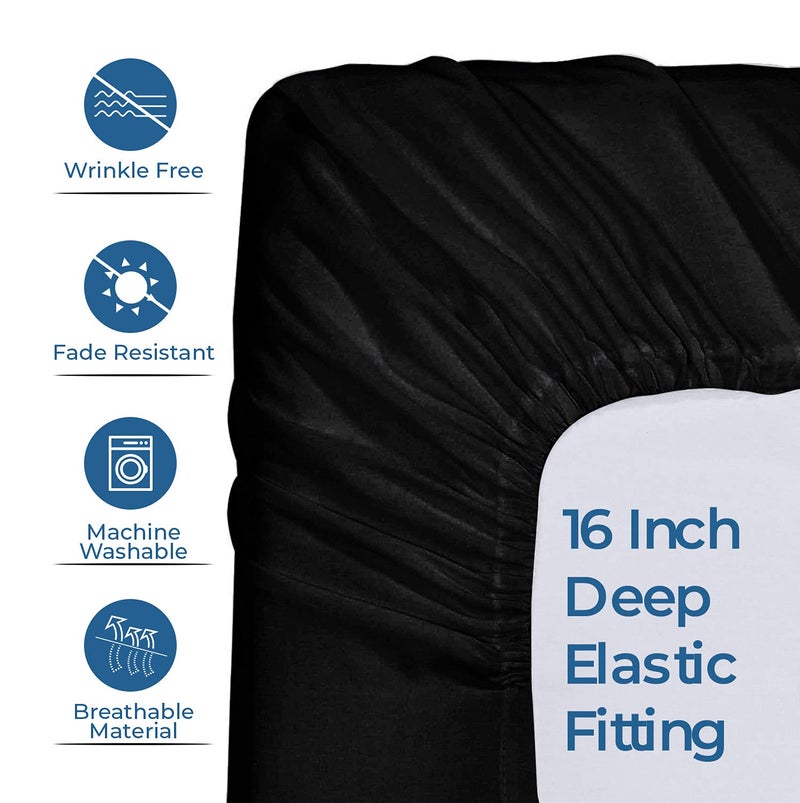 DAN RIVER DAN RIVER Queen Jersey Sheet Set|Luxury Heather 100% Cotton Bed Sheets|T-Shirt Sheets|All Season Bedding|Soft Comfortable Deep Pocket Jersey Cotton Bed Sheets (4Pc  Queen  Black) - Image 5