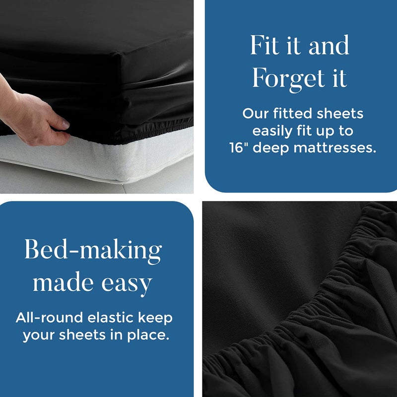 DAN RIVER DAN RIVER Queen Jersey Sheet Set|Luxury Heather 100% Cotton Bed Sheets|T-Shirt Sheets|All Season Bedding|Soft Comfortable Deep Pocket Jersey Cotton Bed Sheets (4Pc  Queen  Black) - Image 4