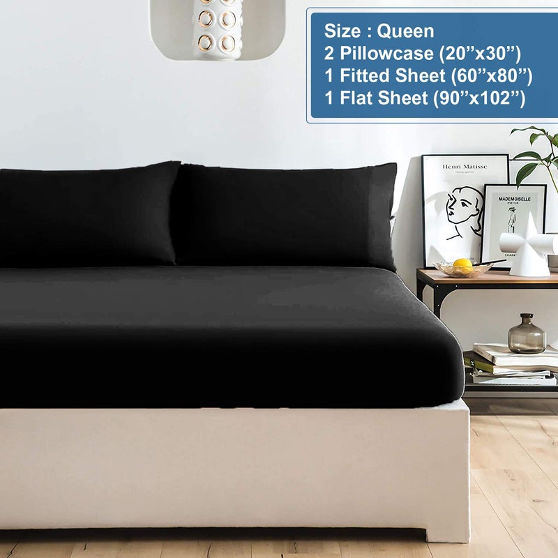 DAN RIVER DAN RIVER Queen Jersey Sheet Set|Luxury Heather 100% Cotton Bed Sheets|T-Shirt Sheets|All Season Bedding|Soft Comfortable Deep Pocket Jersey Cotton Bed Sheets (4Pc  Queen  Black) - Image 3