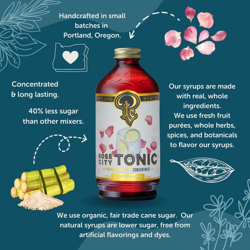 Portland Syrups Rose City Tonic Concentrate - Craft Delicious Cocktails, Mocktails, Sodas, and More - 12 oz with 24 Servings (Pack of 1) - Image 4