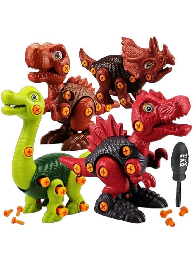 Sky Tech Sky Tech® Dinosaur Toy with Screwdriver Set of 4pcs DIY Kids STEM Toys Take Apart Dinosaur Toys Building Learning Educational Toys for Kids Boys and Girls (Dinosaur-4pcs)  - Image 1