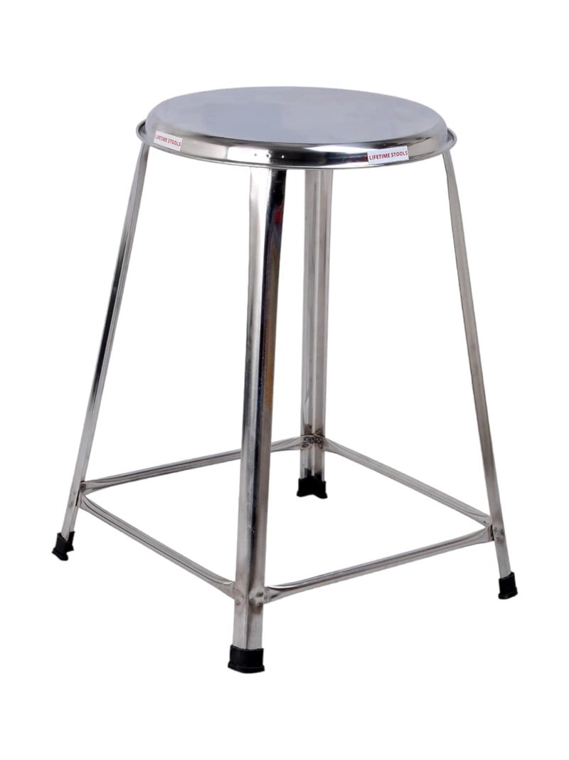 Lifetime Stools Lifetime Stools 24 inch Stainless Steel Stool for Sitting Round Shape HomeDoctorMedical StoolSalon StoolWarehouse StoolGarage StoolMultipurpose Outdoor Stool Pack of 5  - Image 3