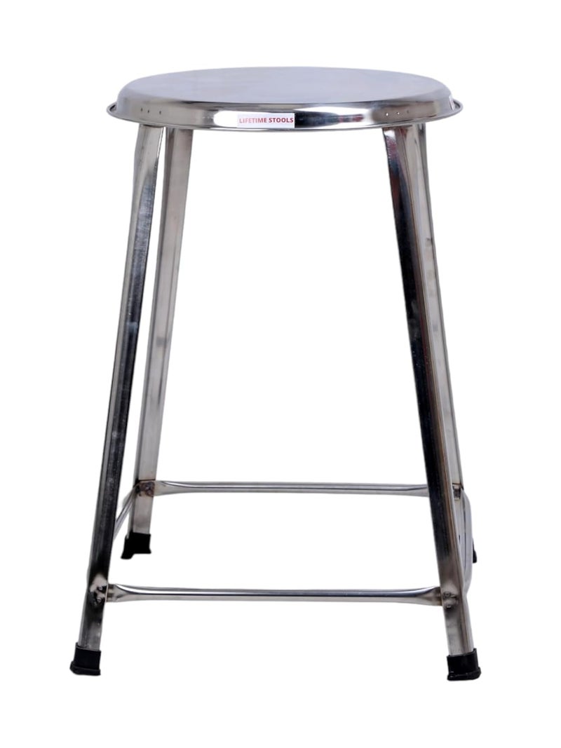 Lifetime Stools Lifetime Stools 24 inch Stainless Steel Stool for Sitting Round Shape HomeDoctorMedical StoolSalon StoolWarehouse StoolGarage StoolMultipurpose Outdoor Stool Pack of 5  - Image 4