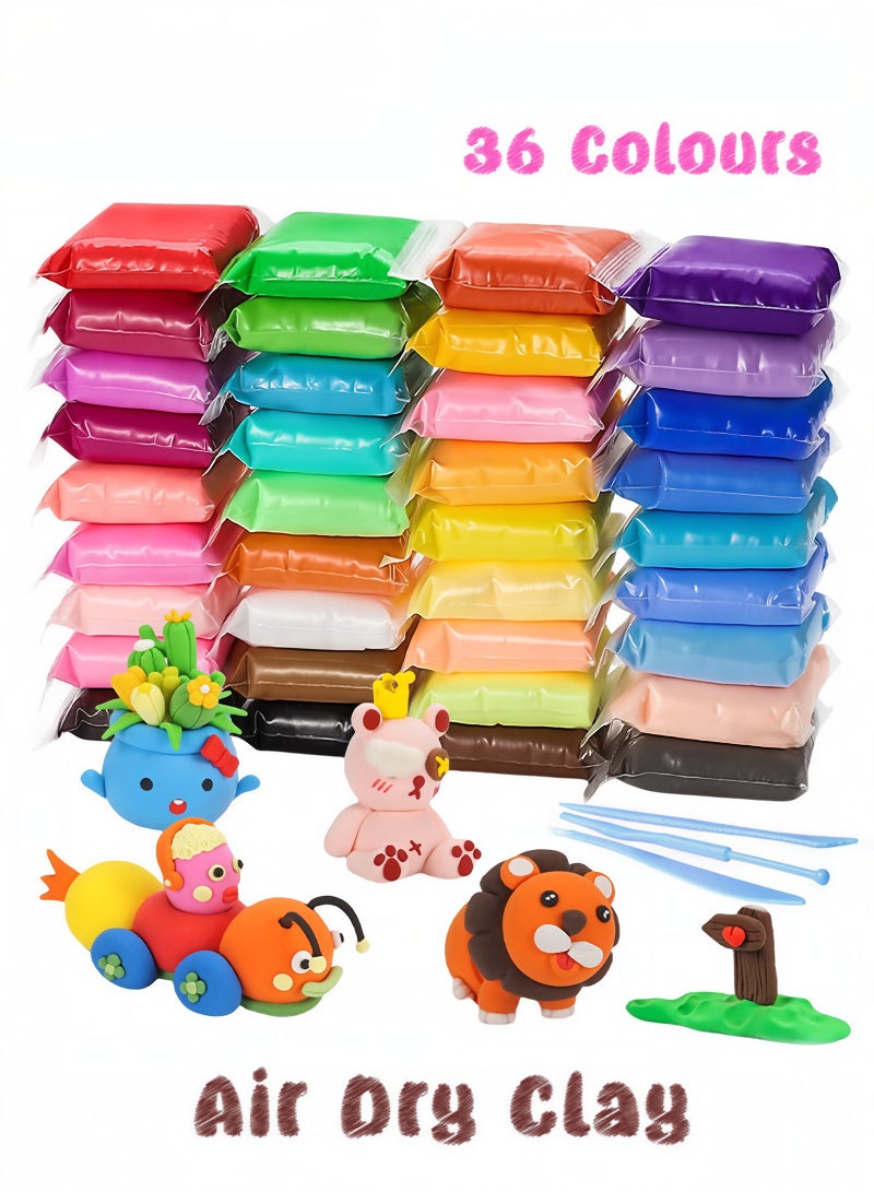 36 Colors Plasticine with 3 Sculpting Tools, Air Dry Clay, Modeling Clay Kit, DIY Plasticine - Image 1