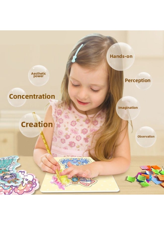Generic - Children's Educational Toys Online Red Pokes Princess DIY Dress-up Color Filling Creative Hand-painted Stickers Full Set-Color:Green Dream Princess-6-in-1 Stamp Painting - Image 1