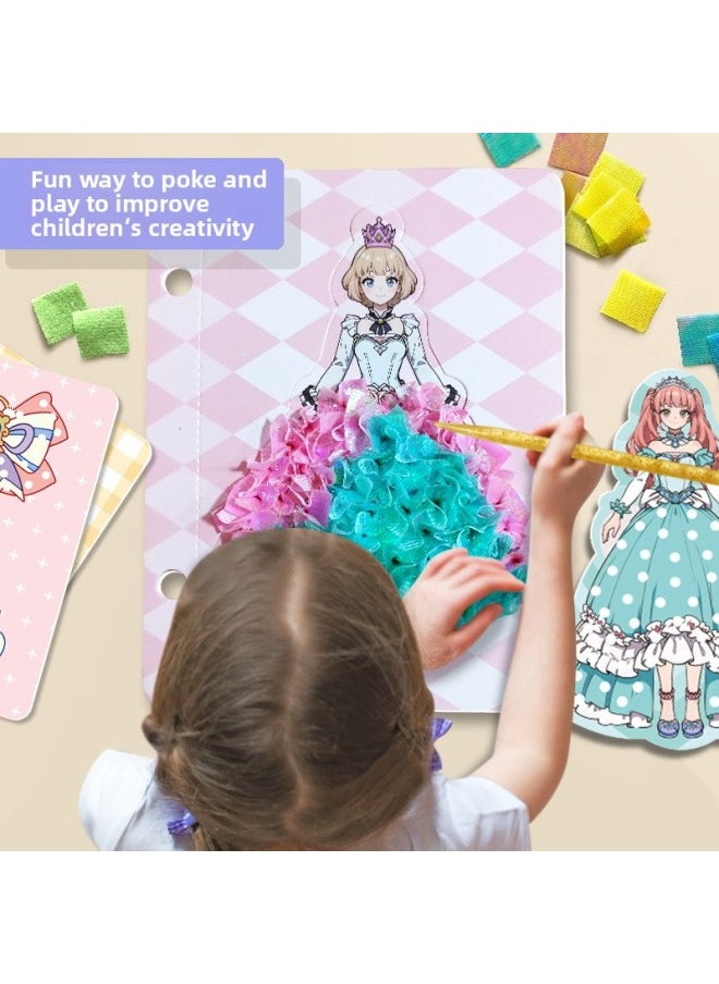 Generic - Children's Educational Toys Online Red Pokes Princess DIY Dress-up Color Filling Creative Hand-painted Stickers Full Set-Color:Green Dream Princess-6-in-1 Stamp Painting - Image 1