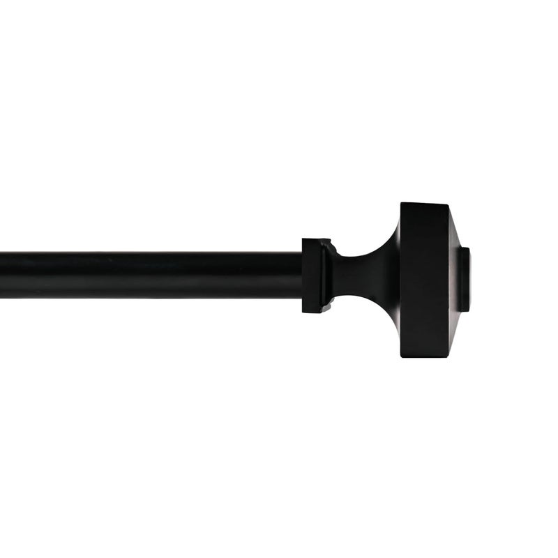 Deco Window Adjustable Curtain Rod for Windows 44 to 120 Inch Pack of 1 Extendable Heavy Duty 1 Inch Iron Drapery Pole with Finials Wall Mounted French Door Curtain Rods Black - Image 1