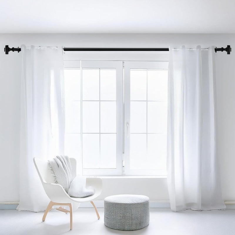 Deco Window Adjustable Curtain Rod for Windows 44 to 120 Inch Pack of 1 Extendable Heavy Duty 1 Inch Iron Drapery Pole with Finials Wall Mounted French Door Curtain Rods Black - Image 3