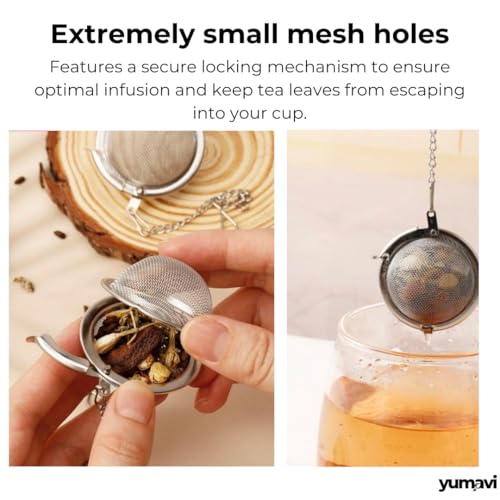 Yumavi Stainless Steel Ball Tea Infuser | Non Rusting | Perfect for Loose Leaf Tea Brewing | Infuser with Chain - Image 3
