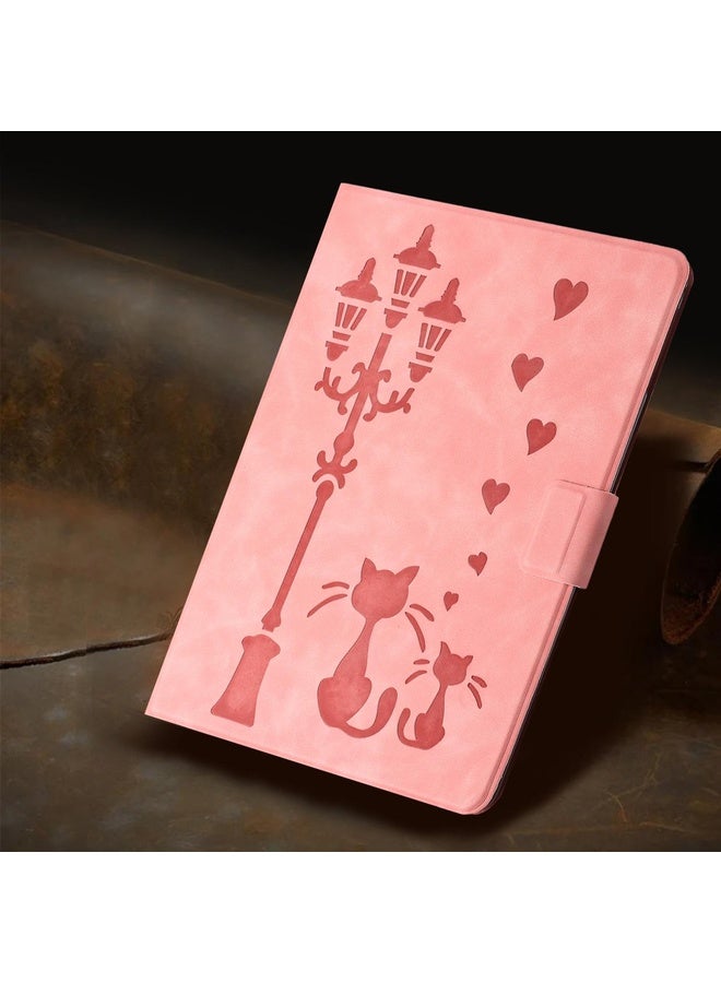 BURAQ Case Cover  For iPad mini 5 / 4 / 3 / 2 / 1 Embossed Couple Cat Smart Tablet Leather Case(Pink) - Image 2