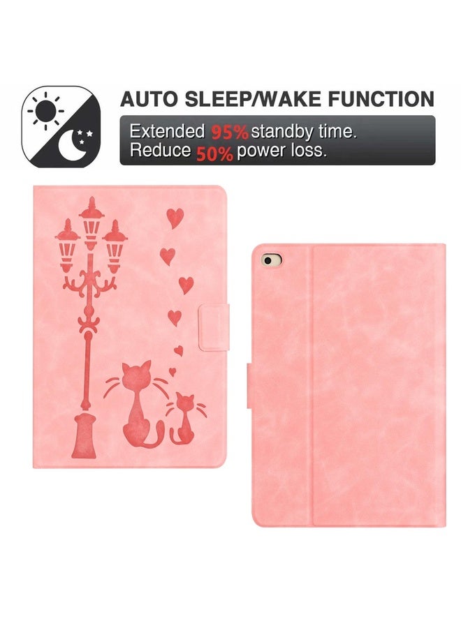 BURAQ Case Cover  For iPad mini 5 / 4 / 3 / 2 / 1 Embossed Couple Cat Smart Tablet Leather Case(Pink) - Image 4