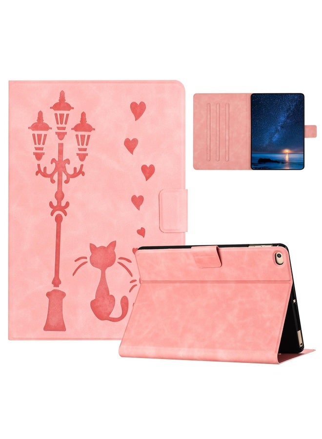 BURAQ Case Cover  For iPad mini 5 / 4 / 3 / 2 / 1 Embossed Couple Cat Smart Tablet Leather Case(Pink) - Image 1