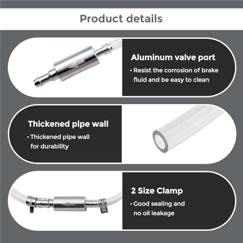 BVGACI 2 Sets Brake Bleeder Hose - One Way Check Valve Tube Bleeding Tool Kit for Motorcycle Clutch, Soft Tube with Metal Clips - Image 3