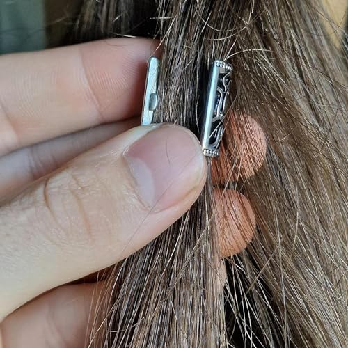 VALHALLA Valknut Hair Beads Opener, Viking Beard Bead 316L Steel Silver Stainless Steel Large, Symbol of Warriors - Image 5