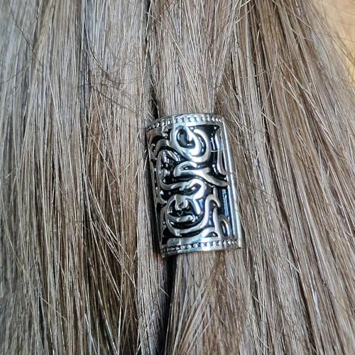 VALHALLA Valknut Hair Beads Opener, Viking Beard Bead 316L Steel Silver Stainless Steel Large, Symbol of Warriors - Image 3