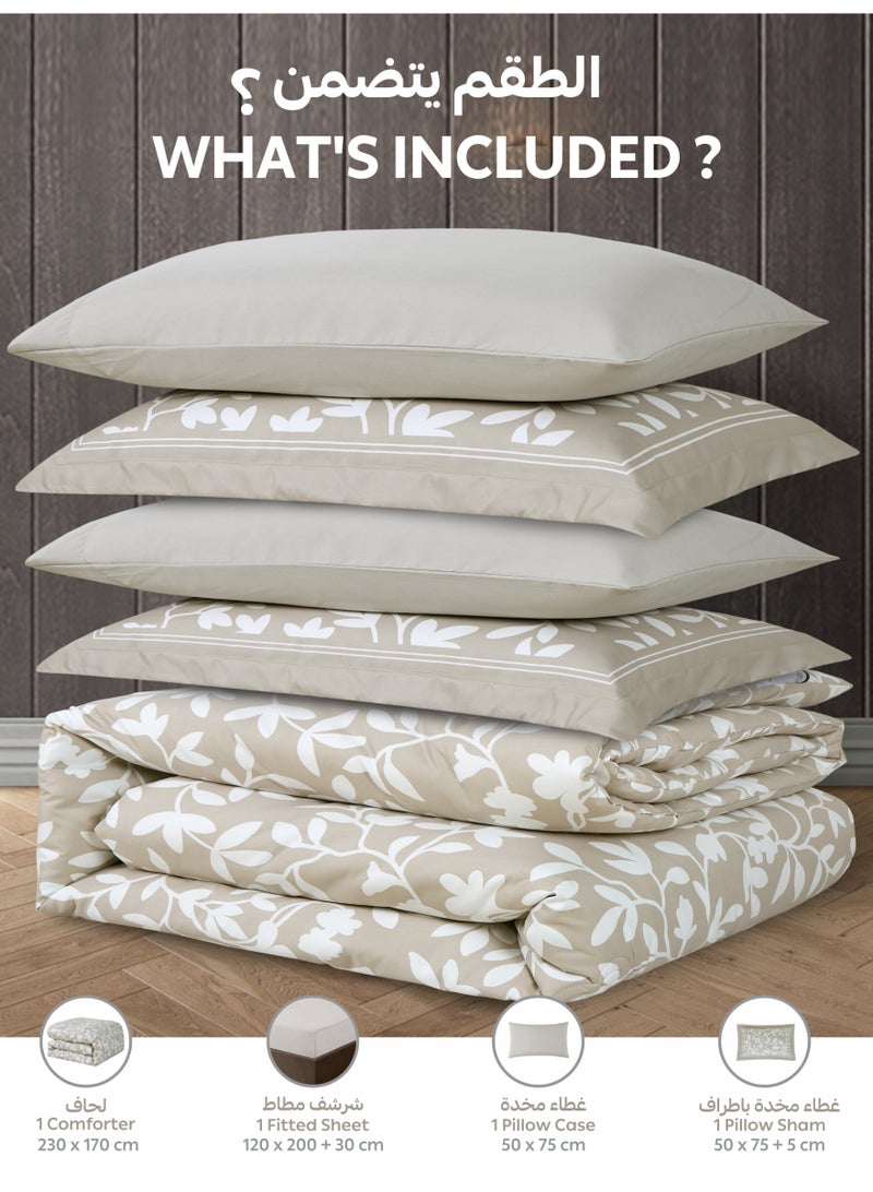 Doona Printed 4-Pcs Single Comforter Bedding Set Fits 120x200cm -Includes Comforter, Fitted Sheet, Pillow Shams & Pillowcases – Soft Microfiber Fabric with Soft 350 GSm Filling - Image 4