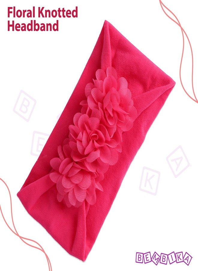 Bembika Floral Headband For Baby Girl Hair Accessories For Girls Headband For Babies Pink - Image 2