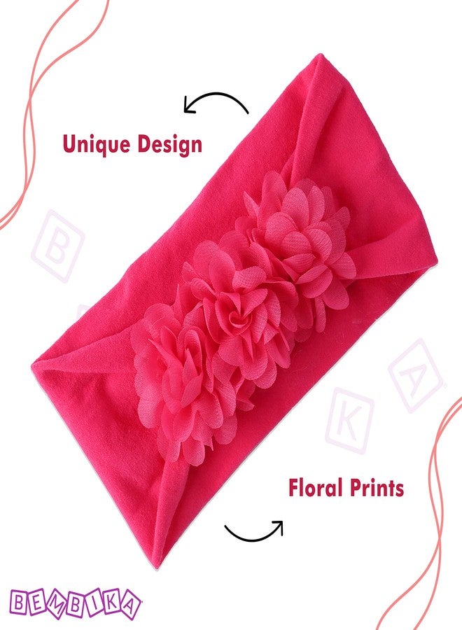 Bembika Floral Headband For Baby Girl Hair Accessories For Girls Headband For Babies Pink - Image 4