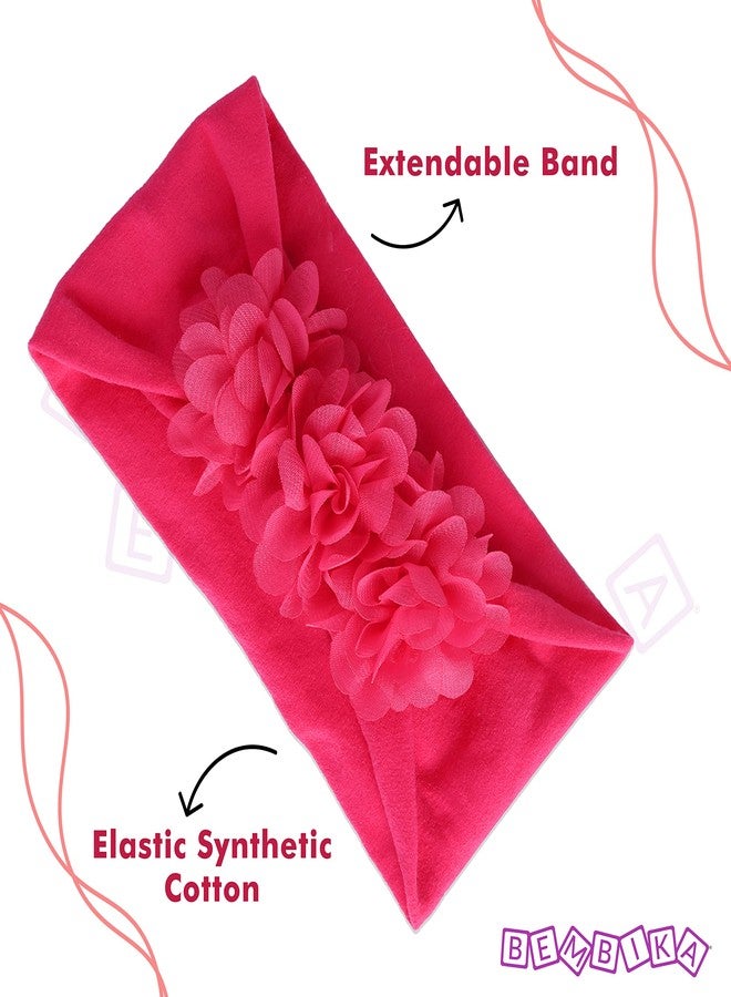 Bembika Floral Headband For Baby Girl Hair Accessories For Girls Headband For Babies Pink - Image 3