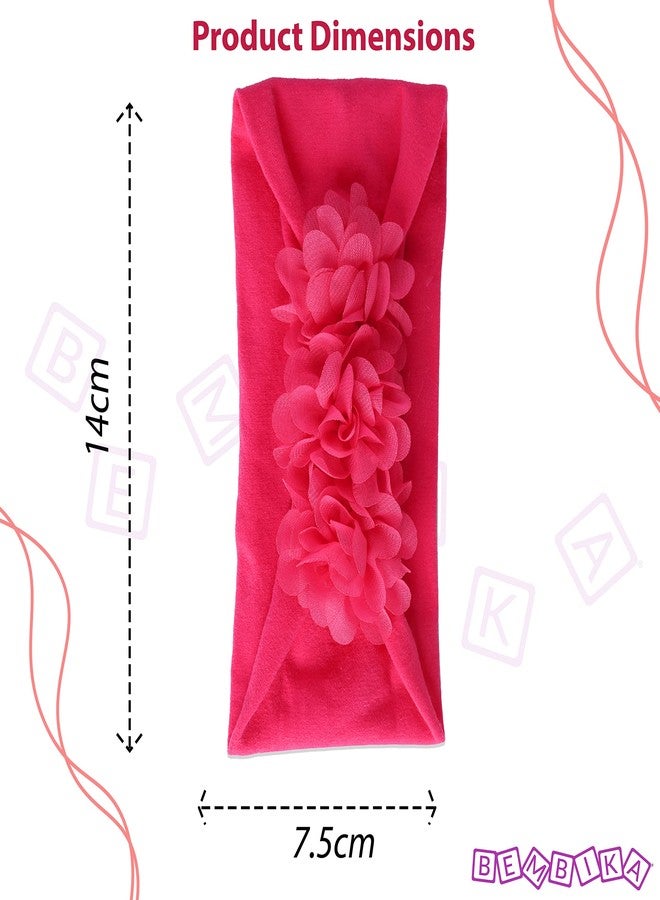 Bembika Floral Headband For Baby Girl Hair Accessories For Girls Headband For Babies Pink - Image 5