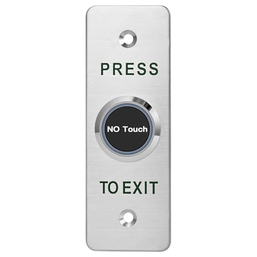NCLTHS No-Touch Infrared Push to Exit Button with Green LED Indicator, Indoor Stainless Steel Panel Exit Access Control Switchl, featuring NC, COM, and NO Outputs (SNT886-115X40mm) - Image 1
