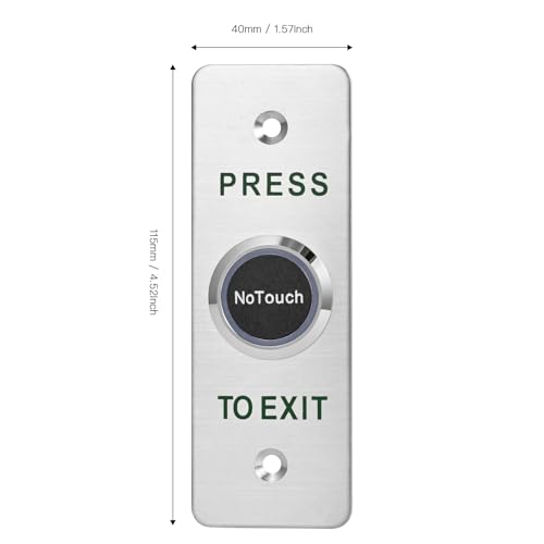 NCLTHS No-Touch Infrared Push to Exit Button with Green LED Indicator, Indoor Stainless Steel Panel Exit Access Control Switchl, featuring NC, COM, and NO Outputs (SNT886-115X40mm) - Image 2