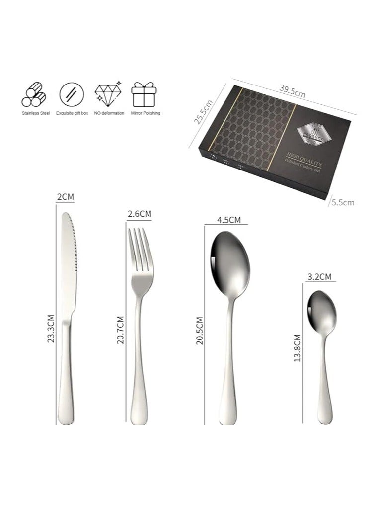 general Cutlery set for 6 people, 24 pieces stainless steel crockery set including spoon, cutlery, mirror polish, suitable for weddings, birthdays, family dinners, restaurants or hotels - Image 2