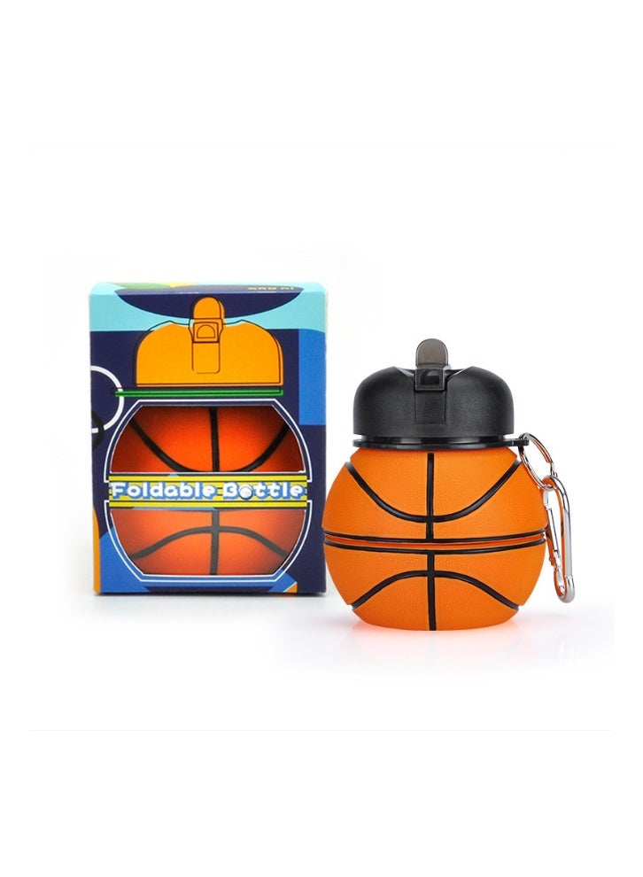 Multi-functional Foldable Silicone Water Bottle，kids drink bottle,Creative Design,for School,Travel,Sports,Outdoor Activities,Portable, Anti-fall,Leak-proof,Basketball Gifts - Image 3