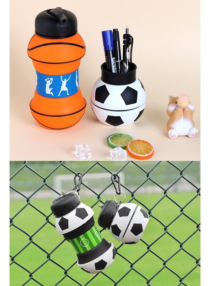Multi-functional Foldable Silicone Water Bottle，kids drink bottle,Creative Design,for School,Travel,Sports,Outdoor Activities,Portable, Anti-fall,Leak-proof,Basketball Gifts - Image 4