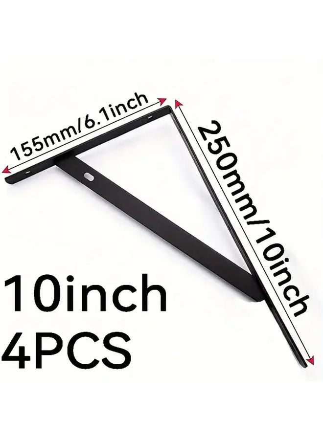 4Pcs Black L Shaped Corner Brackets 10 Inches Heavy Duty Steel Shelf Bracket - Image 1