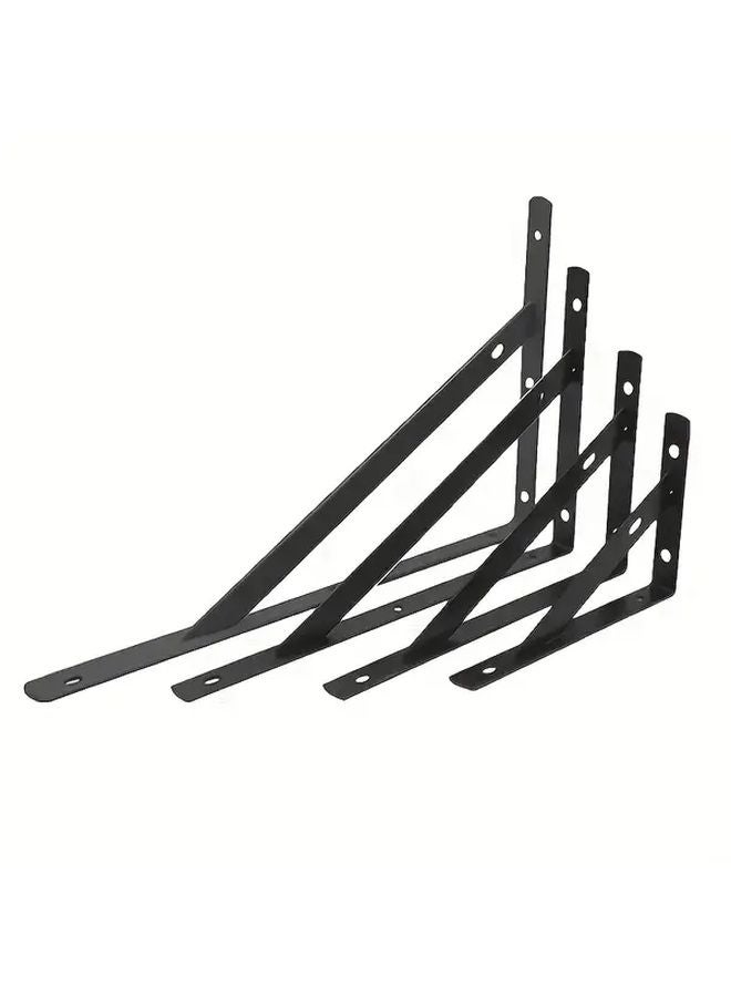 4Pcs Black L Shaped Corner Brackets 10 Inches Heavy Duty Steel Shelf Bracket - Image 3