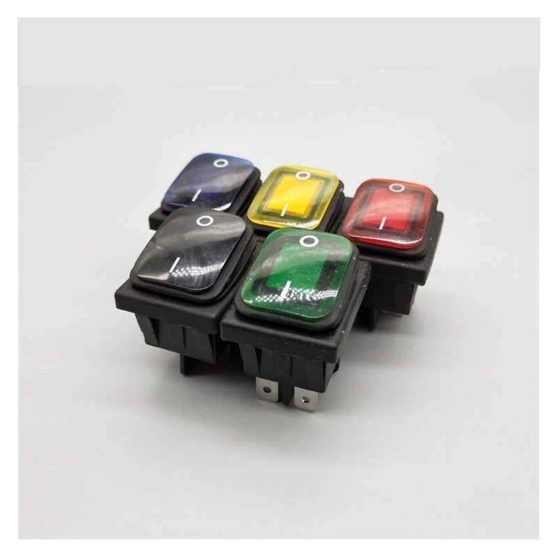 KCD4 DPST Rocker Switch 20A 250V 4 Pin Green IP67 Waterproof With LED - Image 3