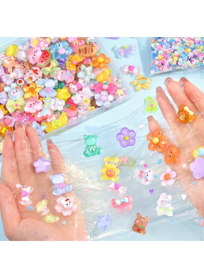 100 Pcs Slime Charms Mixed Flatback Resin Charms Set,Cartoon Making Kit Decorations for DIY Craft Phone Cases Nails Scrapbooking - Image 2