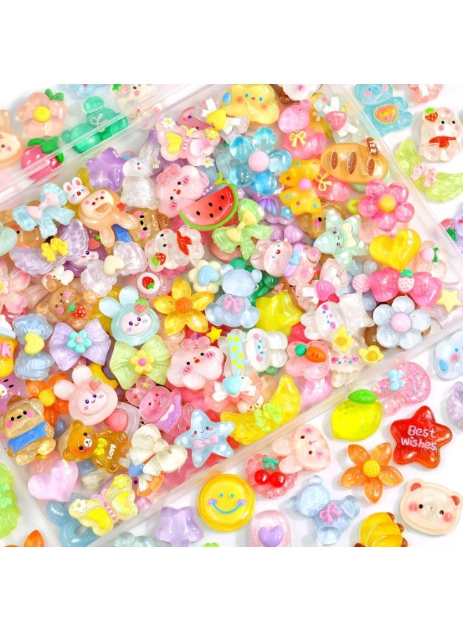 100 Pcs Slime Charms Mixed Flatback Resin Charms Set,Cartoon Making Kit Decorations for DIY Craft Phone Cases Nails Scrapbooking - Image 1