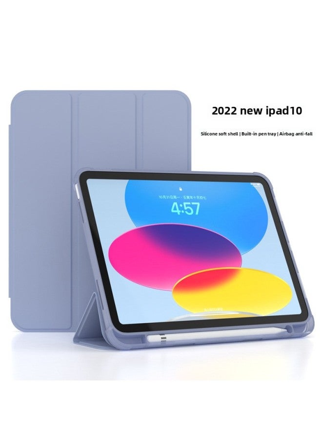 Suitable For Ipad10 Protective Case Ipad9 Protective Case With Pen Slot Air456 Protective Case Mini67 Anti-drop Leather Case-Color:Lavender Ash-Applicable Model:iPad Pro11 2020/2021/2022